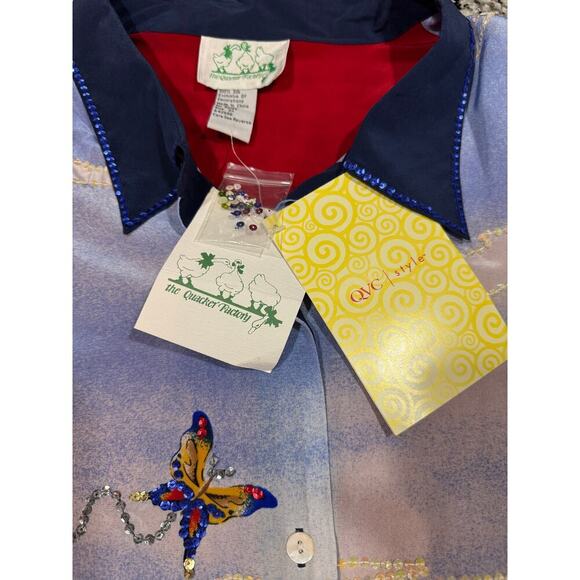 The Quacker Factory Shirt Nautical Sequins Size 2X 100% Silk Vintage NWT - Picture 3 of 12